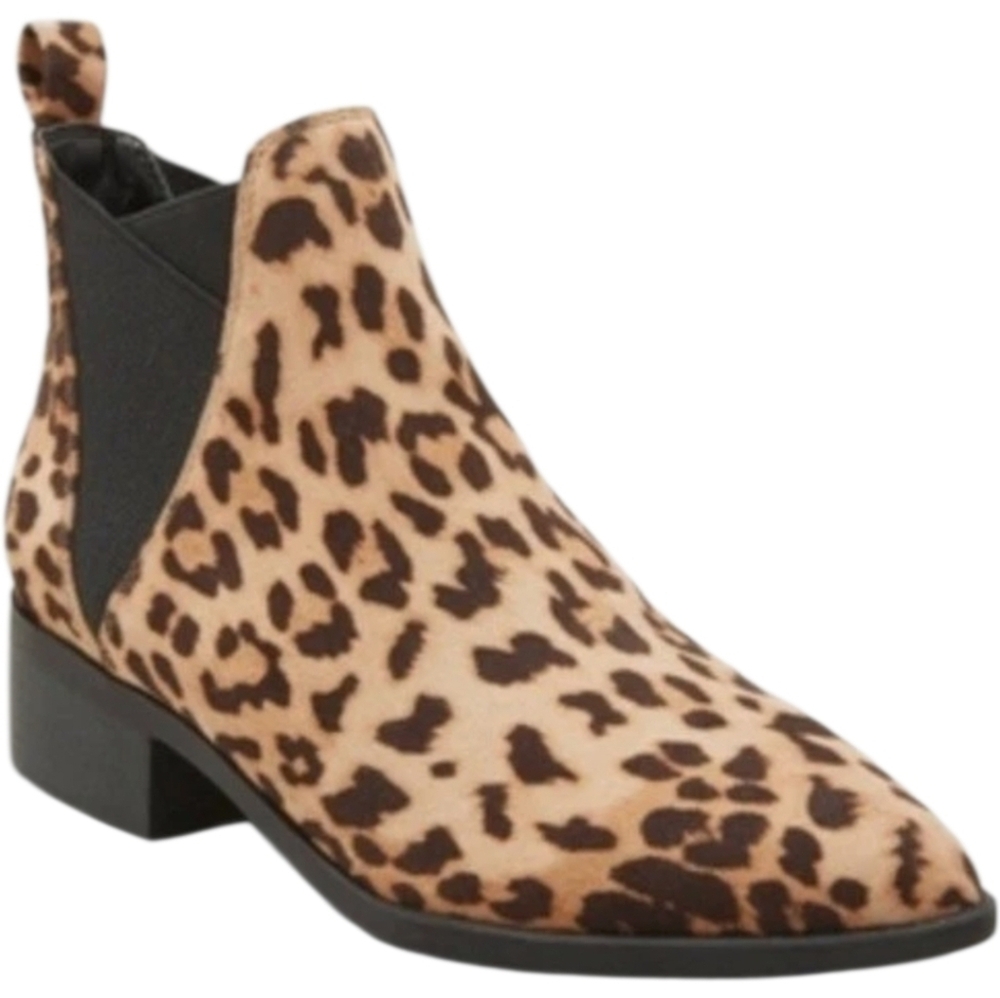 A New Day Krista Microsuede Pointed Leopard Chelsea Bootie, Sz 10